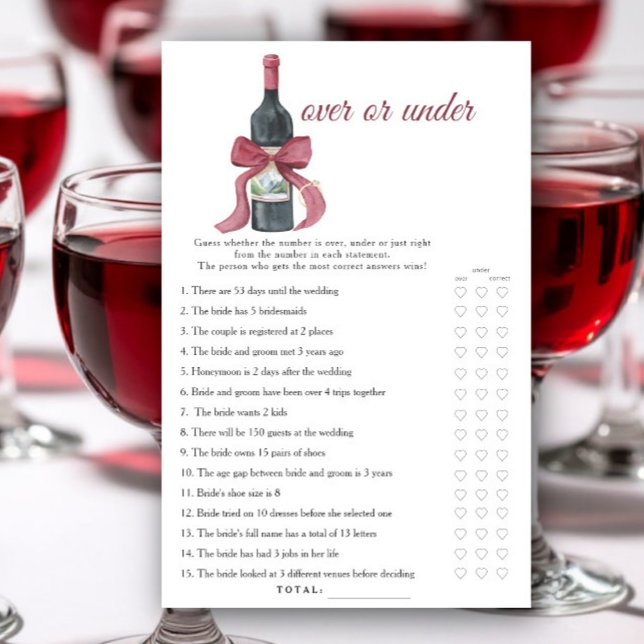 Vino before Vows Bridal shower Over or under game (Creator Uploaded)