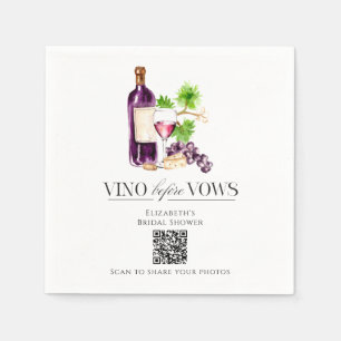 Vino Before Vows Bridal Shower QR Code Photo Share Napkin