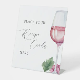 Vino before Vows Bridal Shower Recipe Cards Pedestal Sign