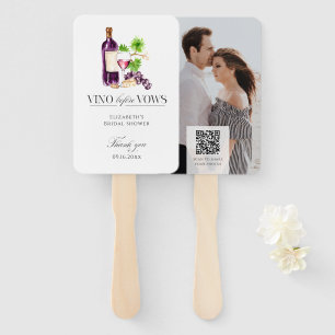Vino Before Vows Bridal Shower Wine QR Photo Share Hand Fan
