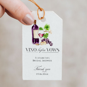Vino Before Vows Bridal Shower Wine Thank you Gift Tags