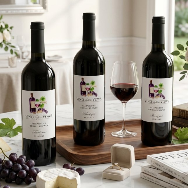 Vino Before Vows Bridal Shower Wine Thank you Label (Creator Uploaded)