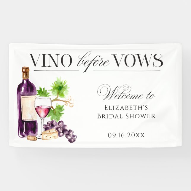 Vino Before Vows Bridal Shower Wine Welcome Decor Banner (Horizontal)