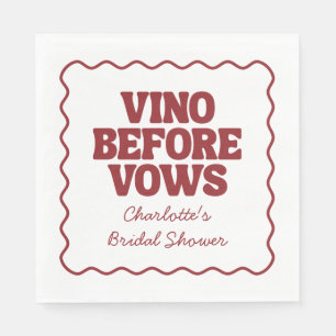 Vino Before Vows Burgundy Bridal Shower Napkin