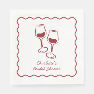 Vino Before Vows Burgundy Bridal Shower Napkin