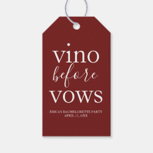 Vino Before Vows Burgundy Red Favour Tags