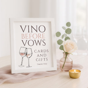 Vino Before Vows Doodle Cards Gifts Bridal Shower Poster