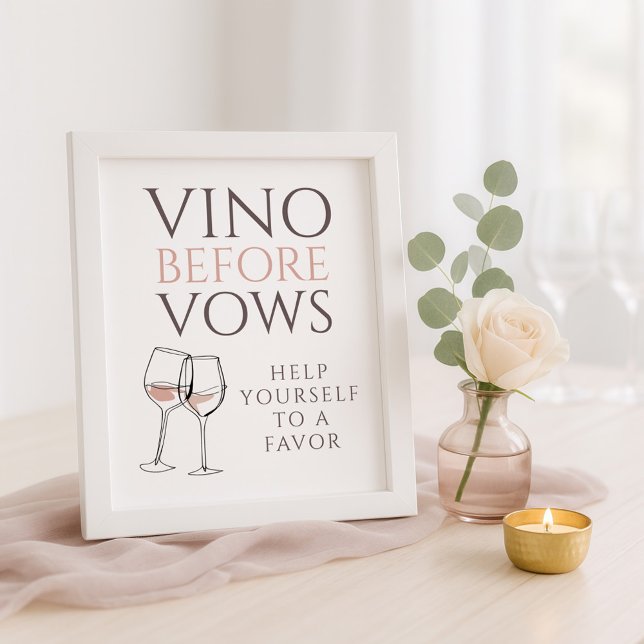 Vino Before Vows Doodle Favor Sign Bridal Shower (Creator Uploaded)