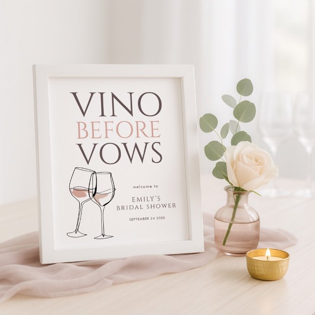 Vino Before Vows Doodle Wine Welcome Bridal Shower Poster (Creator Uploaded)