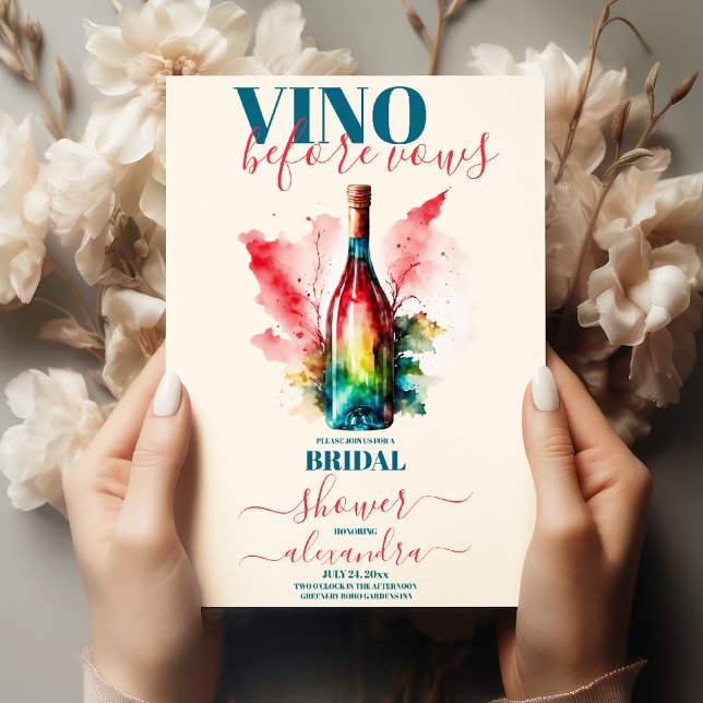 Vino Before Vows Elegant Wine Bridal Shower Invitation (Creator Uploaded)