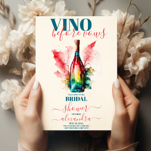 Vino Before Vows Elegant Wine Bridal Shower Invitation