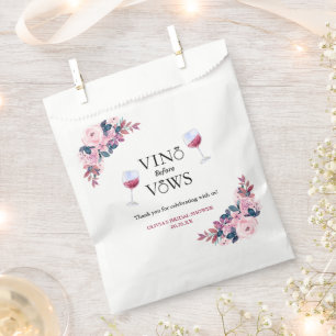 Vino Before Vows Floral Bridal Shower  Favour Bag