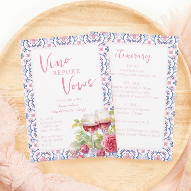 Vino Before Vows Napa Bachelorette Invitation (Creator Uploaded)