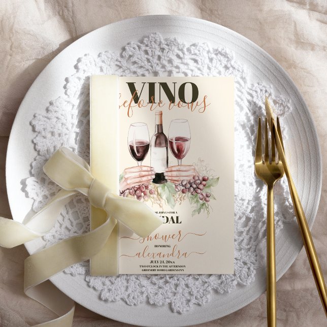 Vino Before Vows Pink Wine Tasting Bridal Shower Invitation (Creator Uploaded)