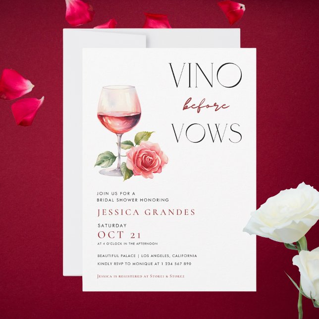 Vino Before Vows Pink Wine Theme Bridal Shower     Invitation (Creator Uploaded)