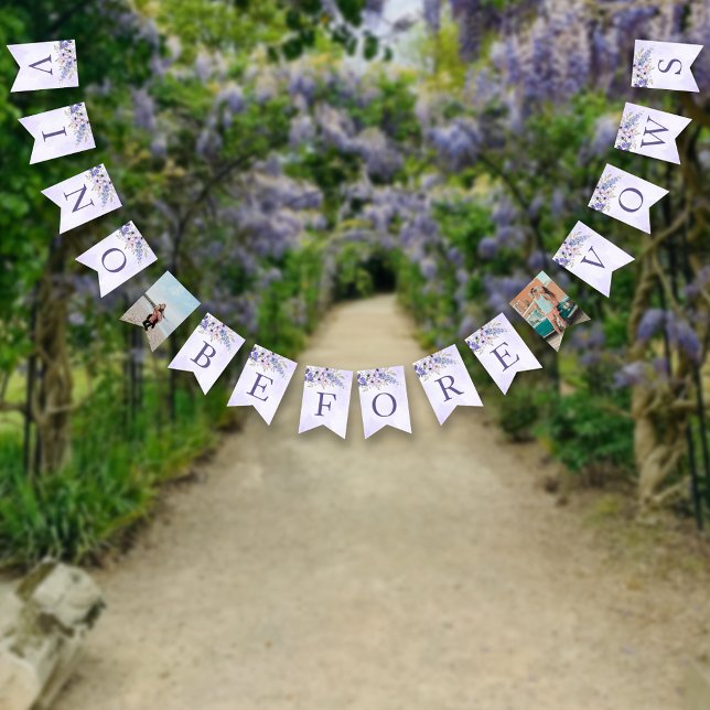 Vino before Vows Purple Floral Bridal Shower Bunting (Vino before Vows Purple Floral Bridal Shower Bunting Flags)