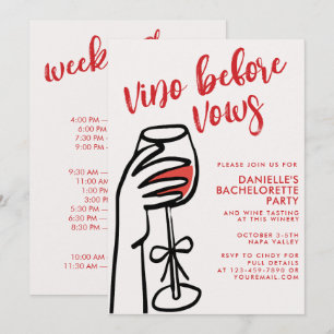 Vino Before Vows Red Wine Bachelorette Party Invitation
