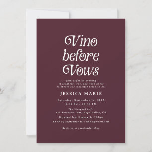 Vino Before Vows Retro Wine Bridal Shower Invitation