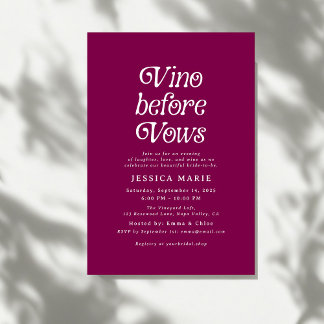 Vino Before Vows | Retro Wine Bridal Shower Invitation