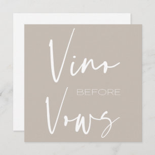 Vino before Vows Taupe Cream Wine Tasting Bridal  Invitation