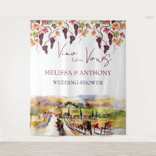 Vino before vows wedding shower personalized tapestry