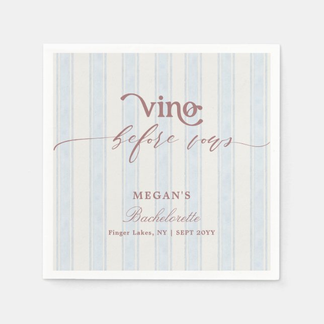 Vino before Vows Wine Country Bachelorette Party Napkin (Front)