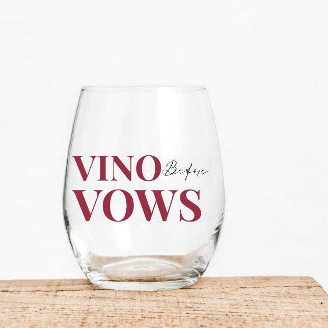Vino before vows WIne Tasting bridal  Stemless Wine Glass (Creator Uploaded)