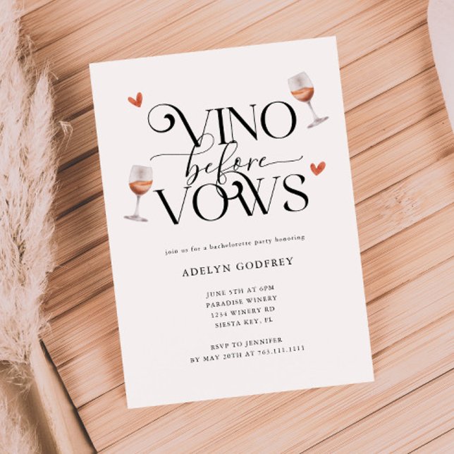 Vino Before Vows Winery Bachelorette Party Invitation (Creator Uploaded)