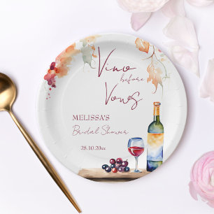 Vino before vows winery bridal shower printed paper plate