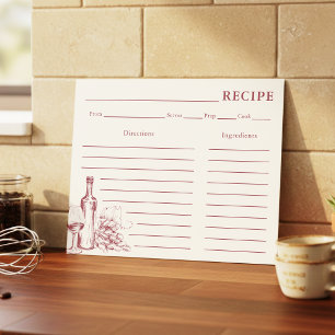 Vino Wine Dark Red Recipe Card