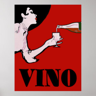 Vino- Wine Vintage Lady Posters