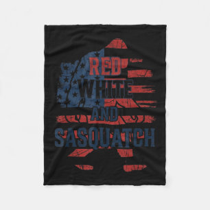 Vintag 4th of July Red White and Sasquatch Fleece Blanket