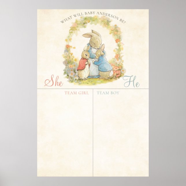 Vintag Peter The Rebbit Gender Reveal Voting Poster (Front)