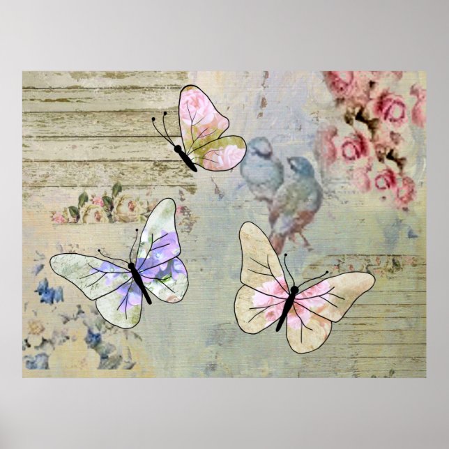 Vintag with butterflies poster (Front)