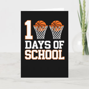 Vintage 100 Days Of School Basketball Sports Fun Card