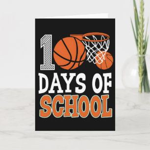 Vintage 100 Days Of School Basketball Sports Fun Card