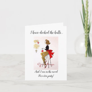 Vintage 1050s Holiday Tea Party invitation. Thank You Card