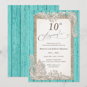 Vintage 10 year Anniversary Invitation