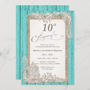 Vintage 10 year Anniversary Invitation