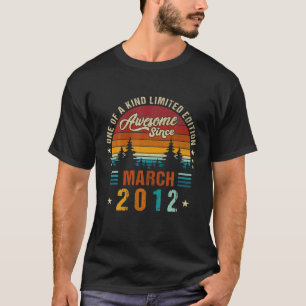 Vintage 10Th Birthday Awesome Since March 2012 T-Shirt