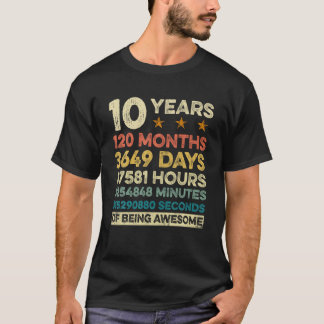 Vintage 10th Birthday Gift 10 Years Old 120 Months T-Shirt