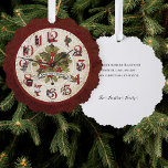 Vintage 12 Days of Christmas Clock Face Tree Decoration Card<br><div class="desc">Fun and festive vintage style Christmas design featuring distressed clock face with numerals embellished with characters from the Twelve Days of Christmas song with centre holly and clock hands on red damask.</div>
