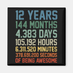 Vintage 12th Birthday Gift 12 Years Old Magnet