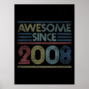 Vintage 13th Birthday Gifts Awesome Since 2008 Poster