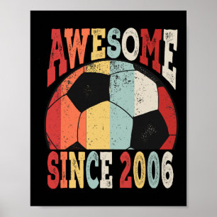 Vintage 13th Birthday Soccer Awesome Since 2006 Ki Poster