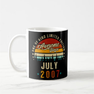 Vintage 15th Birthday Awesome Since July 2007 Epic Coffee Mug