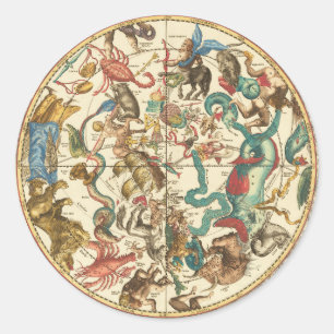 Vintage 1660 Southern Hemisphere Star Map Classic Round Sticker