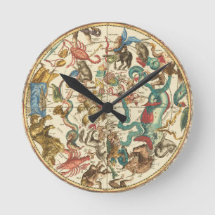 Vintage 1660 Southern Hemisphere Star Map Round Clock