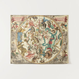 Vintage 1660 Southern Hemisphere Star Map Tapestry