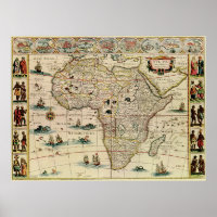 Vintage 1660's Africa Map by Willem Janszoon Blaeu